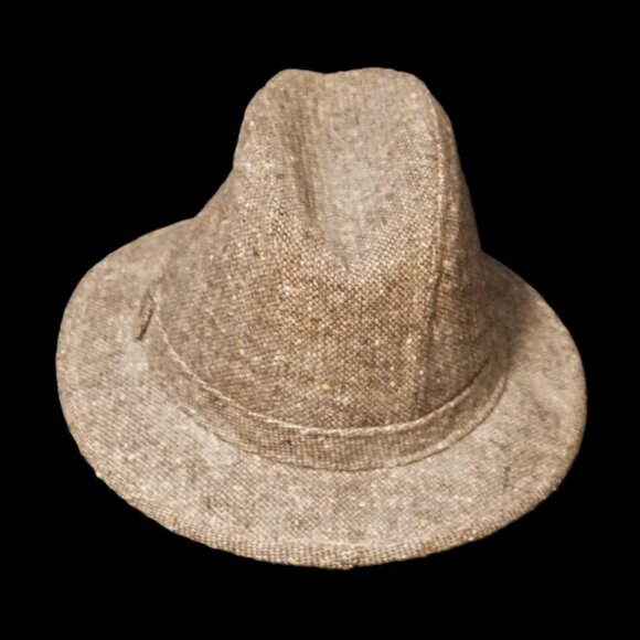 Totes Vintage Brown Tweed Wool Blend Fedora Hat Men’s Medium - Picture 4 of 8